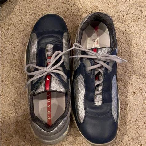 navy blue dirt cheap used prada sneakers|prada leather sneakers.